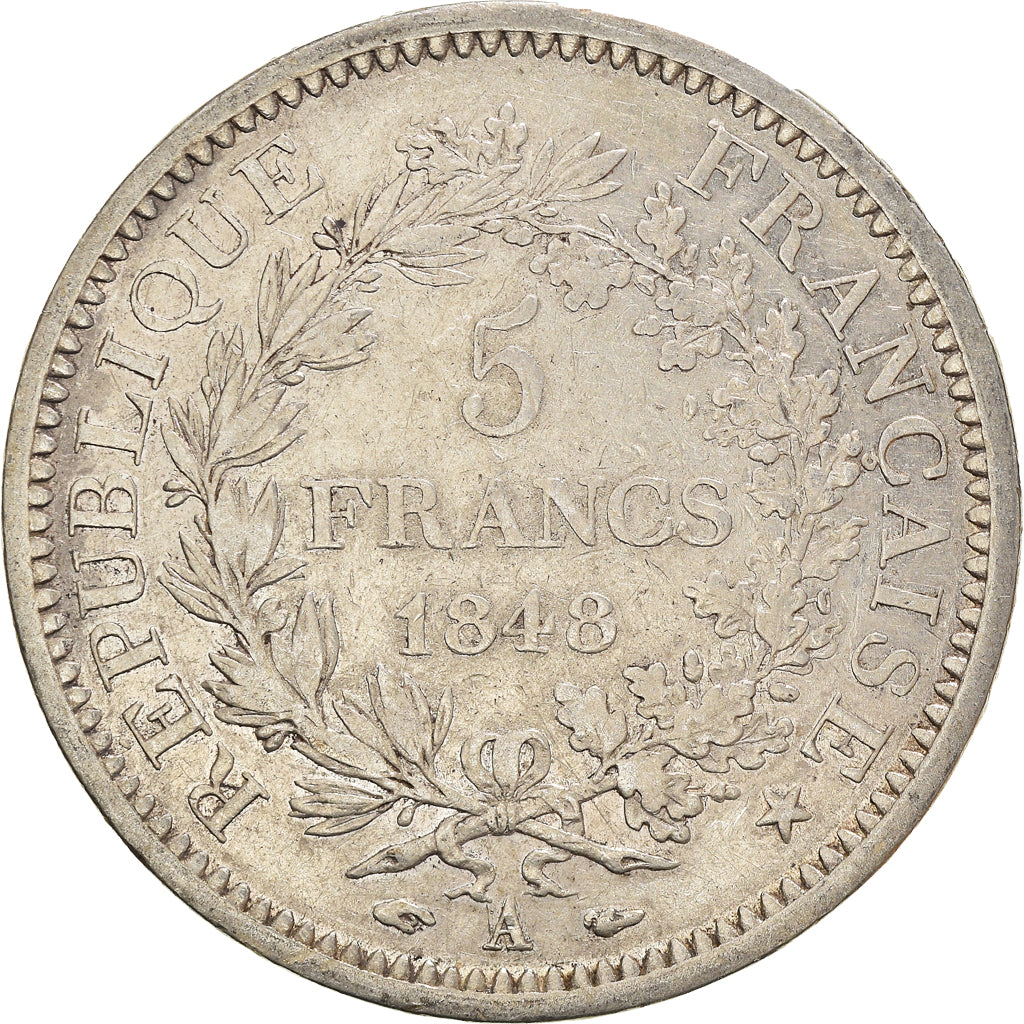 Moeda, França, Hercule, 5 Francs, 1848, Paris, VF(30-35), Prata, KM:756.1