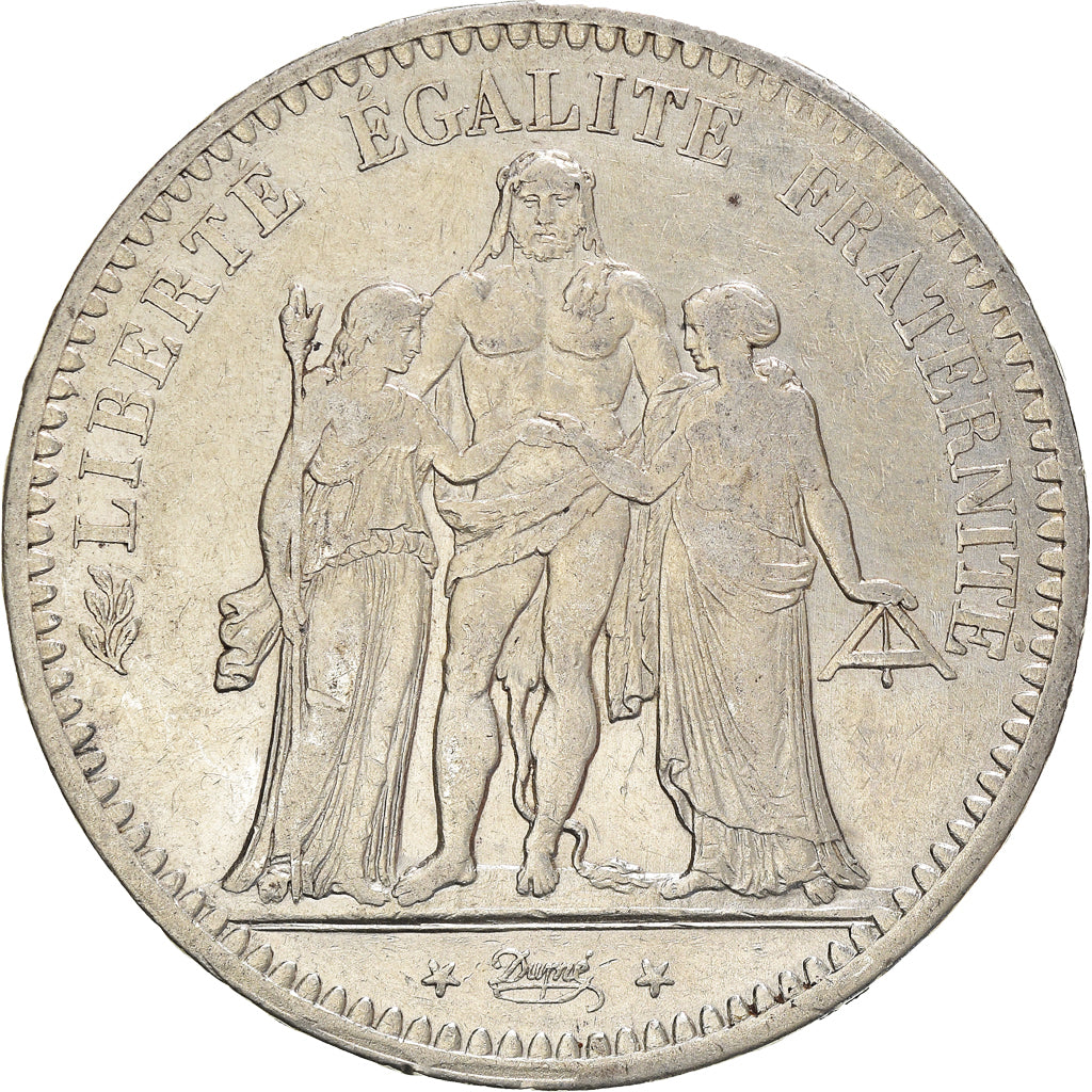 Moeda, França, Hercule, 5 Francs, 1849, Paris, EF(40-45), Prata, KM:756.1