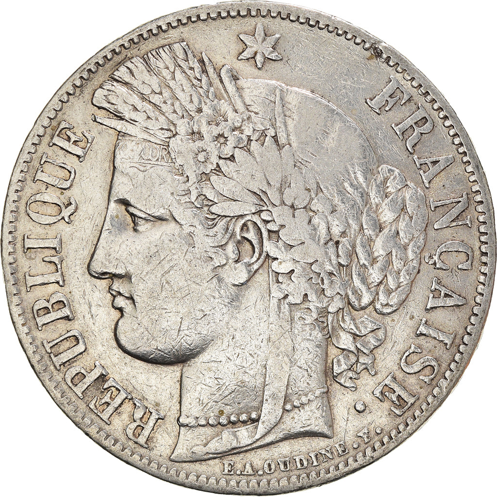 Münze, Frankreich, Cérès, 5 Francs, 1850, Paris, S, Silber, KM:761.1