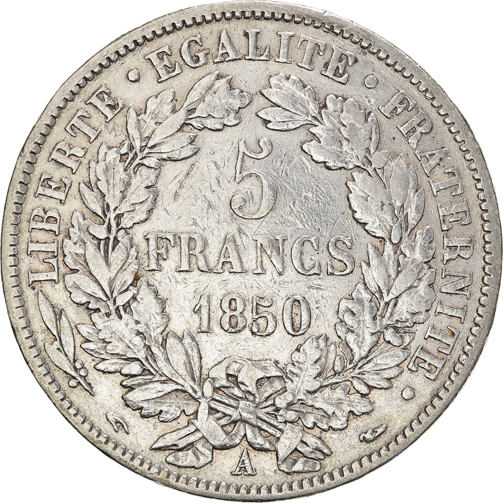 Münze, Frankreich, Cérès, 5 Francs, 1850, Paris, S, Silber, KM:761.1