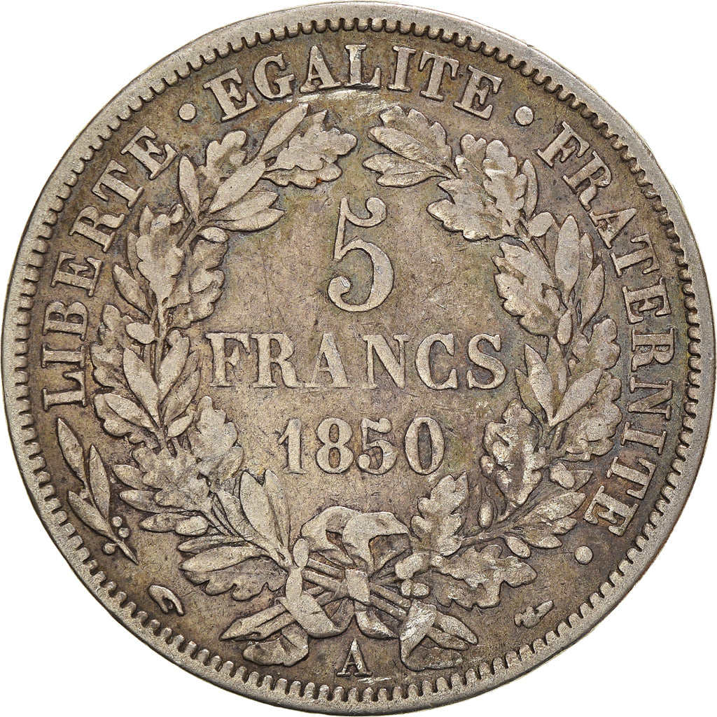Monnaie, France, Cérès, 5 Francs, 1850, Paris, TB, Argent, Gadoury:719