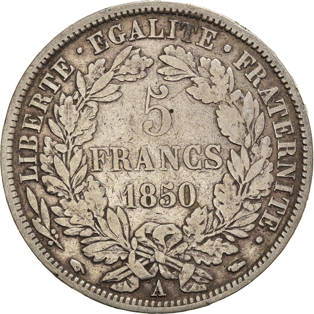 Münze, Frankreich, Cérès, 5 Francs, 1850, Paris, S+, Silber, KM:761.1