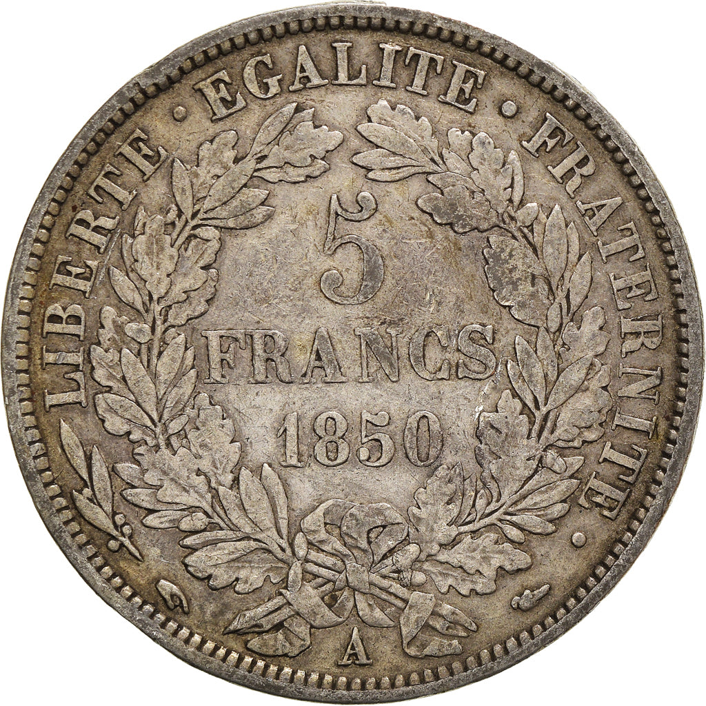 Münze, Frankreich, Cérès, 5 Francs, 1850, Paris, S+, Silber, KM:761.1