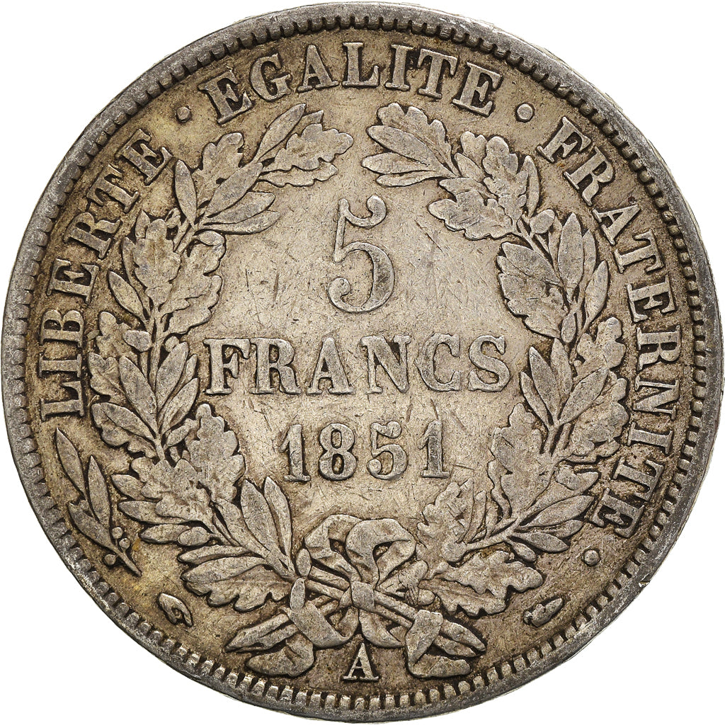 Coin, France, Cérès, 5 Francs, 1851, Paris, VF(30-35), Silver, KM:761.1