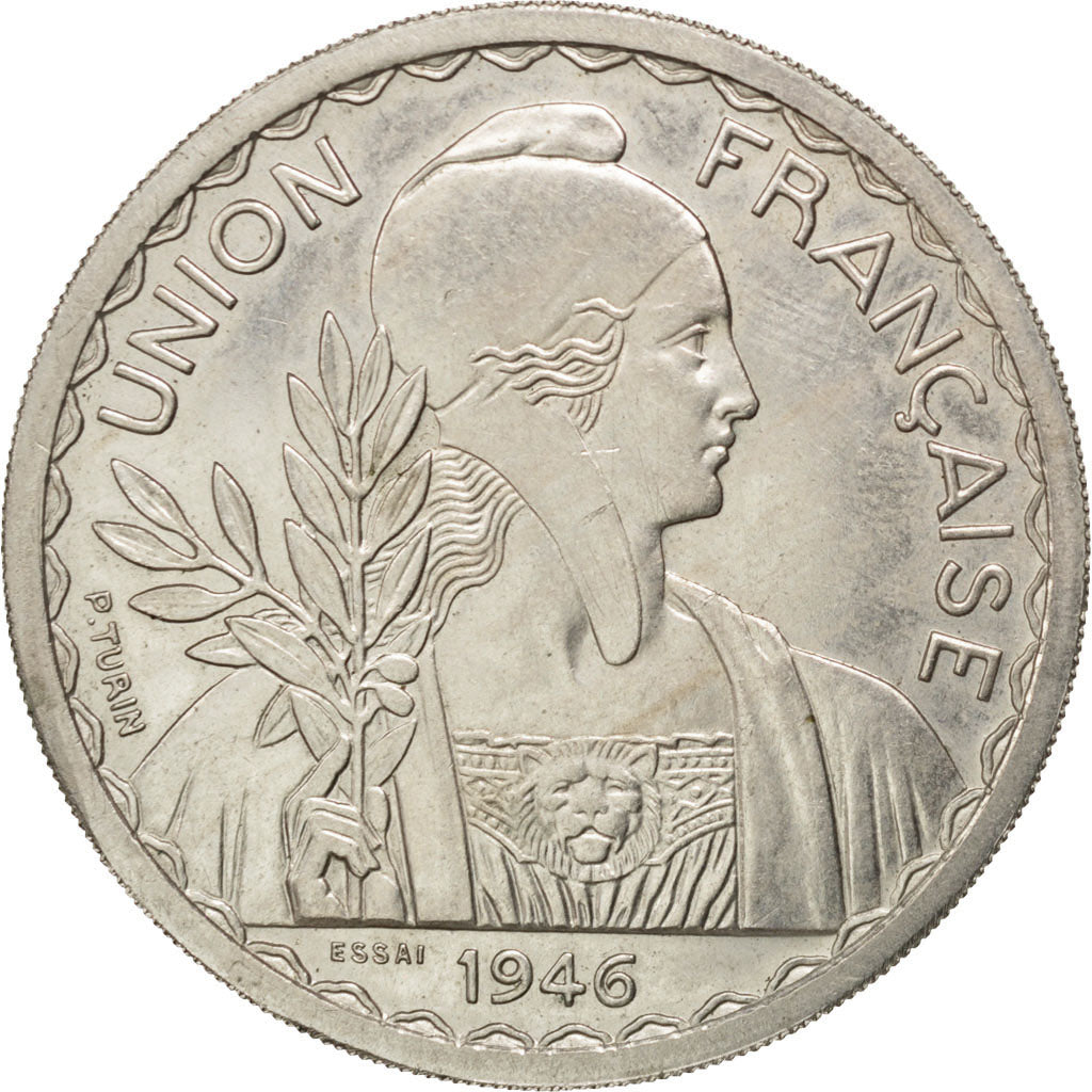 FRENCH INDO-CHINA, Piastre, 1946, Paris, KM #E42, AU(55-58), Cupro-nickel,...
