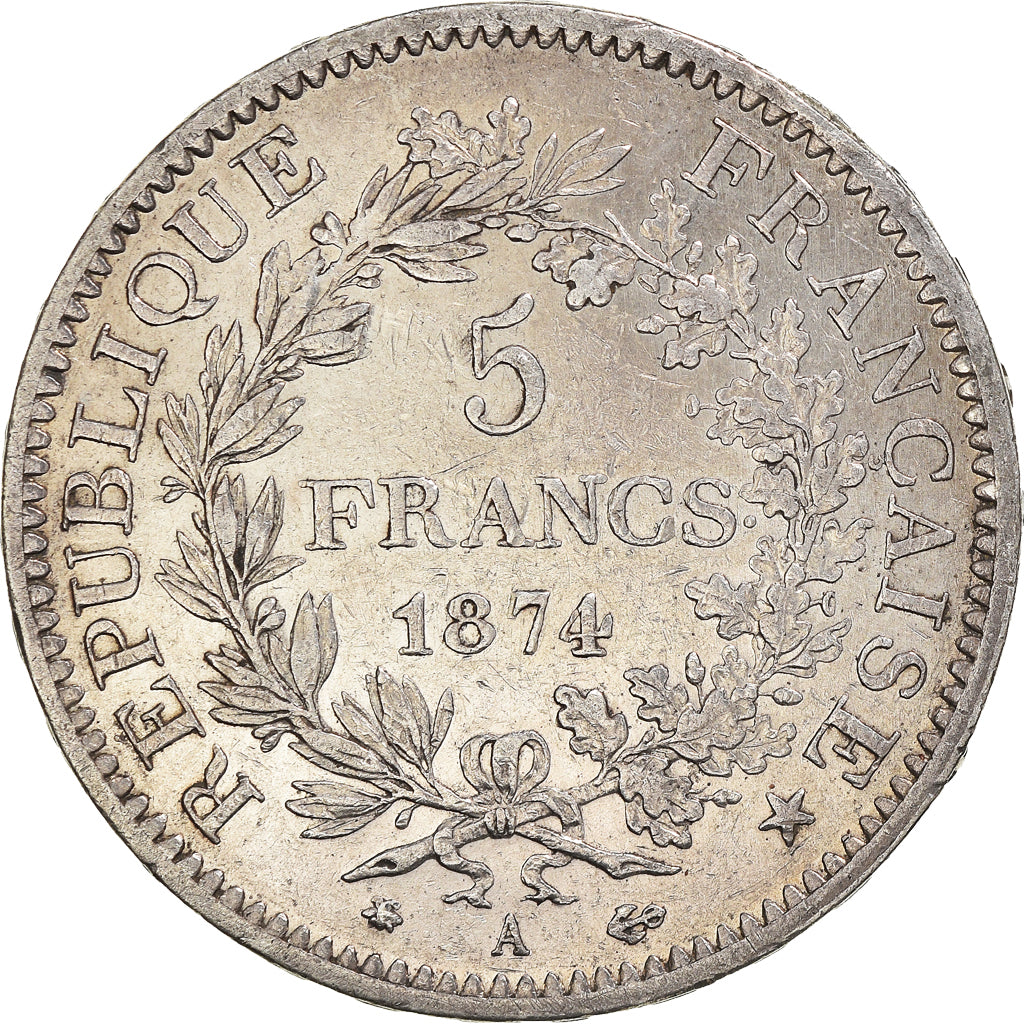 Coin, France, Hercule, 5 Francs, 1874, Paris, EF(40-45), Silver, KM:820.1
