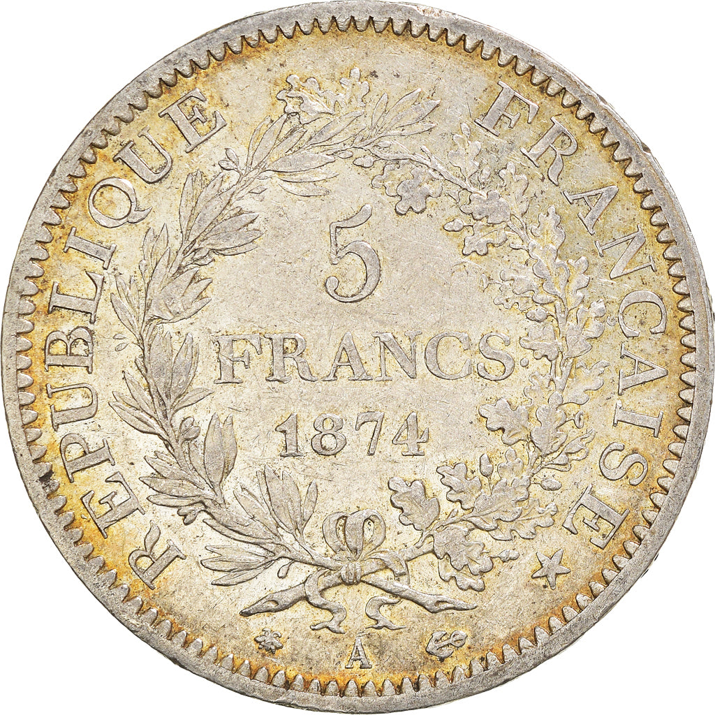 Moneta, Francia, Hercule, 5 Francs, 1874, Paris, BB, Argento, KM:820.1