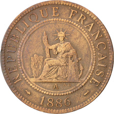 FRENCH INDO-CHINA, Cent, 1886, Paris, KM #1, VF(30-35), Bronze, 31, Lecompte...