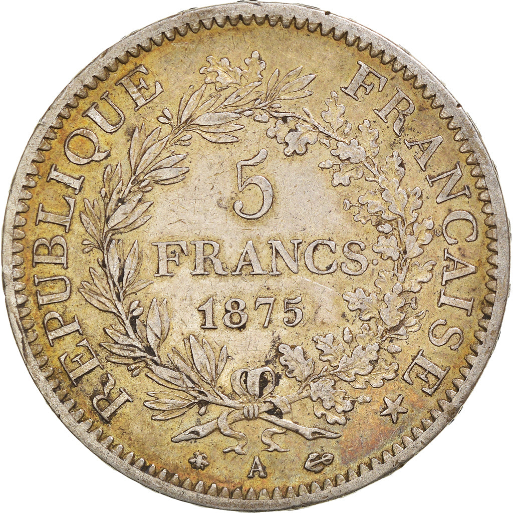 Moneta, Francia, Hercule, 5 Francs, 1875, Paris, BB, Argento, KM:820.1
