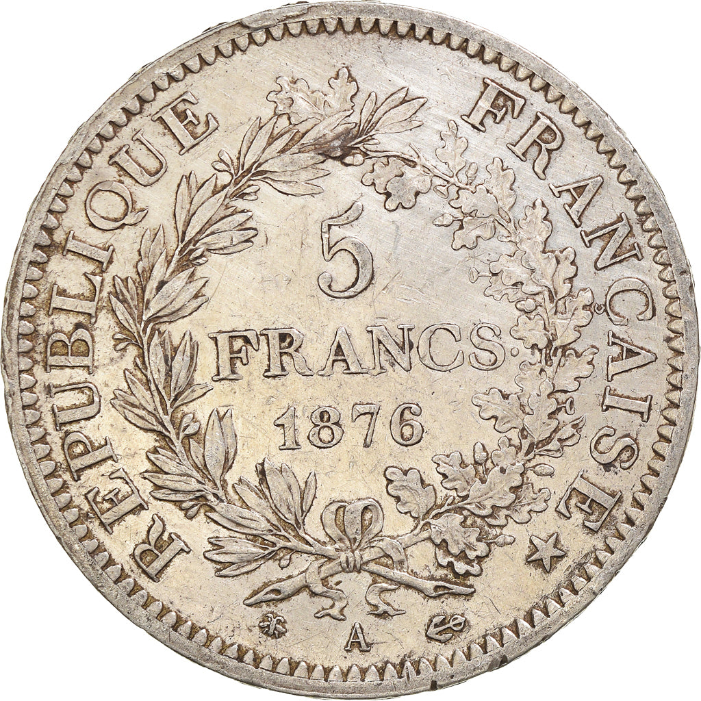 Coin, France, Hercule, 5 Francs, 1876, Paris, AU(50-53), Silver, KM:820.1