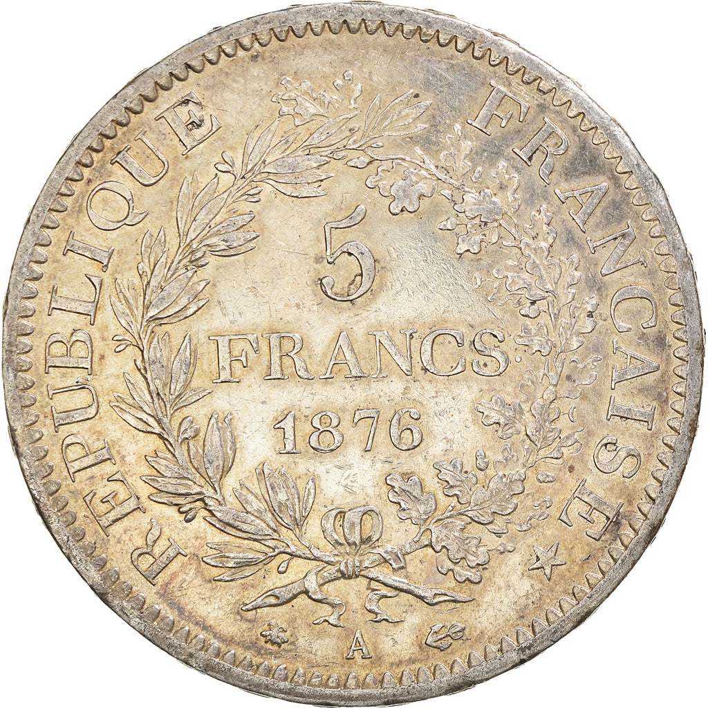Coin, France, Hercule, 5 Francs, 1876, Paris, AU(50-53), Silver, KM:820.1