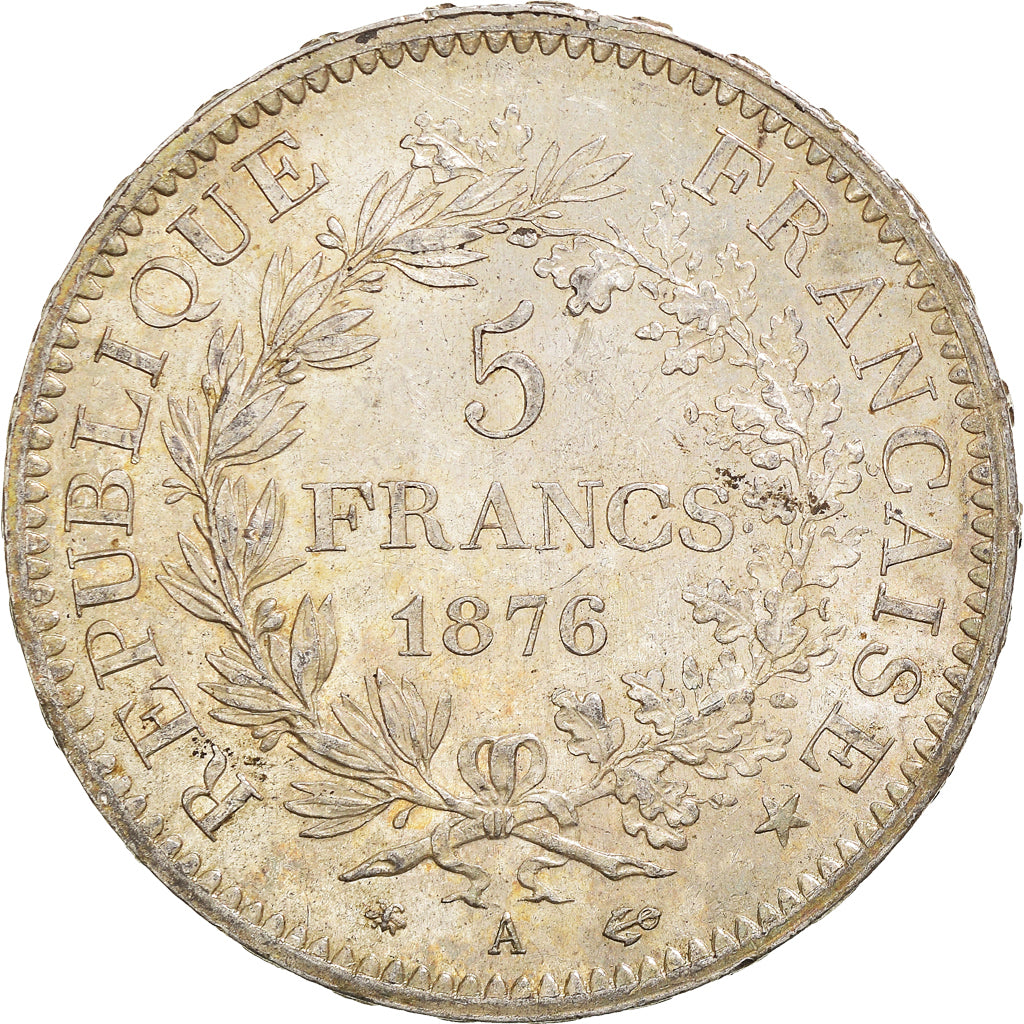 Coin, France, Hercule, 5 Francs, 1876, Paris, AU(55-58), Silver, KM:820.1