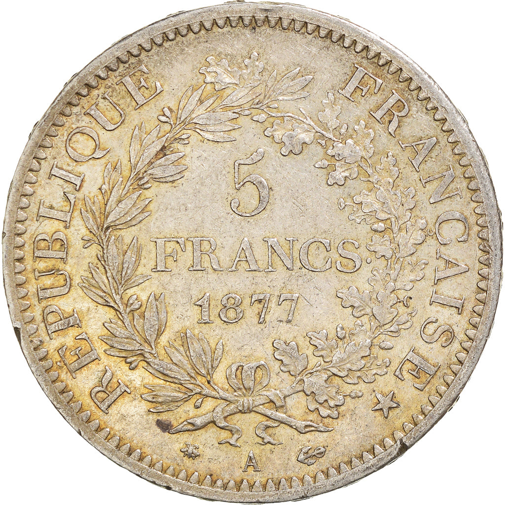 Moneta, Francia, Hercule, 5 Francs, 1877, Paris, BB, Argento, KM:820.1