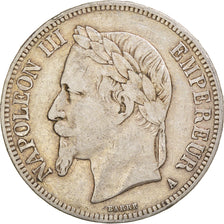 Moneta, Francia, Napoleon III, 5 Francs, 1868, Paris, MB+, Argento, KM:799.1