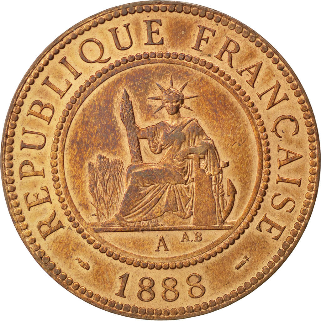Coin, French Indochina, Cent, 1888, Paris, AU(55-58), Bronze, KM:1, Lecompte:40