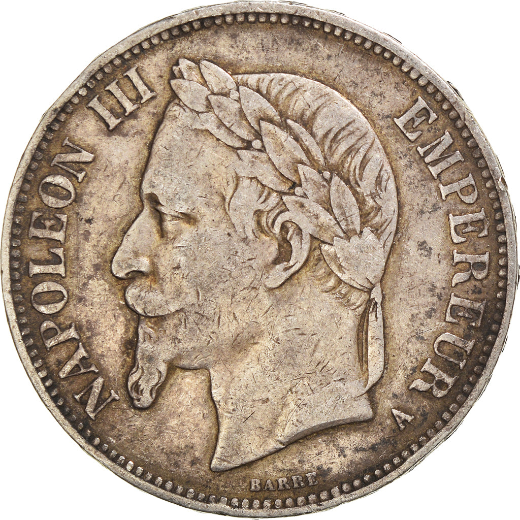 Munten, Frankrijk, Napoleon III, 5 Francs, 1870, Paris, FR, Zilver, KM:799.1