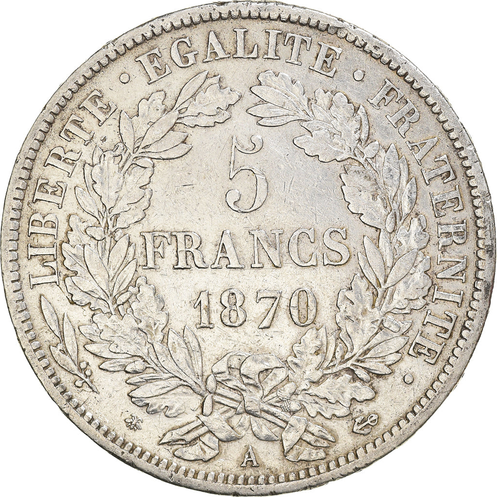 Coin, France, Cérès, 5 Francs, 1870, Paris, VF(30-35), Silver, KM:819