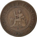 FRENCH INDO-CHINA, Cent, 1889, Paris, KM #1, EF(40-45), Bronze, 31, Lecompte...