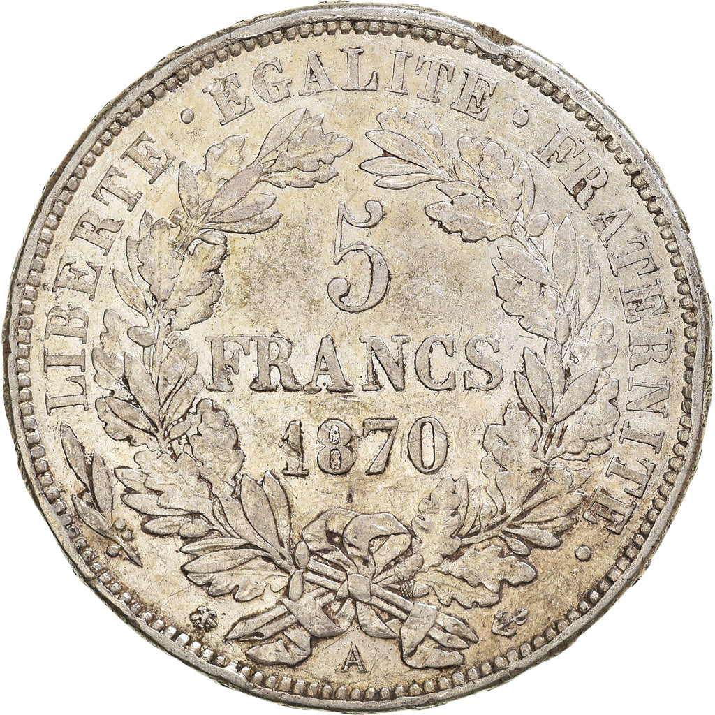 Coin, France, Cérès, 5 Francs, 1870, Paris, VF(30-35), Silver, KM:819