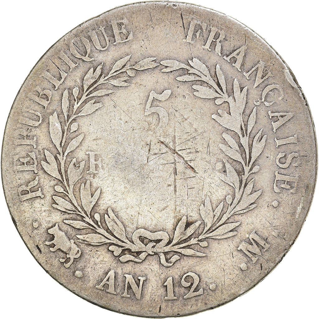 Münze, Frankreich, Napoléon I, 5 Francs, An 12, Toulouse, SGE+, Silber