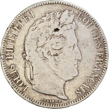 Moneda, Francia, Louis-Philippe, 5 Francs, 1841, Lille, BC+, Plata, KM:749.13