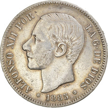 Coin, Spain, Alfonso XII, 5 Pesetas, 1885, VF(30-35), Silver, KM:688