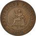 FRENCH INDO-CHINA, Cent, 1892, Paris, KM #1, EF(40-45), Bronze, 31, Lecompte...