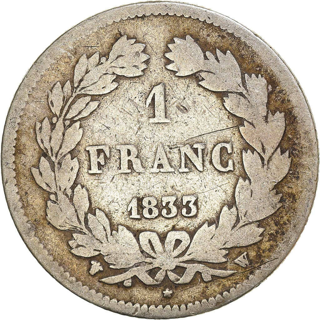 Münze, Frankreich, Louis-Philippe, Franc, 1833, Lille, S, Silber, KM:748.13