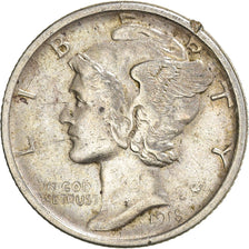 Coin, United States, Mercury Dime, Dime, 1918, U.S. Mint, San Francisco