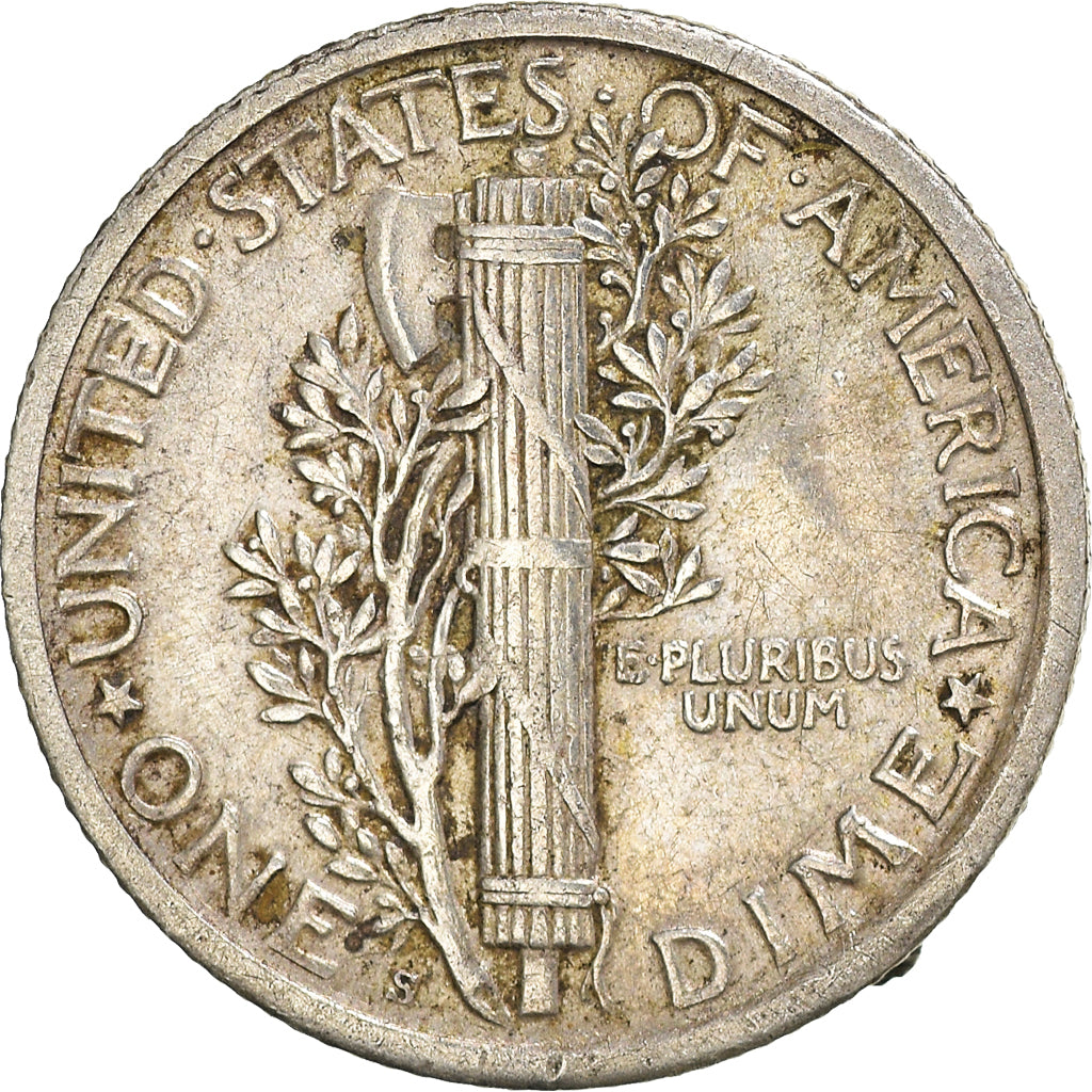 Coin, United States, Mercury Dime, Dime, 1918, U.S. Mint, San Francisco