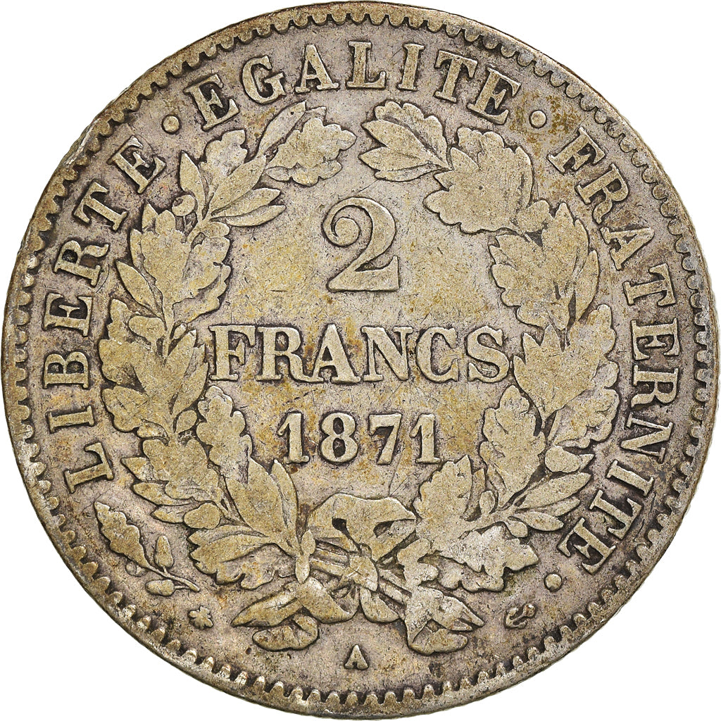 Monnaie, France, Cérès, 2 Francs, 1871, Paris, TB+, Argent, Gadoury:530