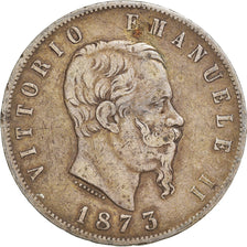 Moneta, Italia, Vittorio Emanuele II, 5 Lire, 1873, Milan, MB+, Argento, KM:8.3