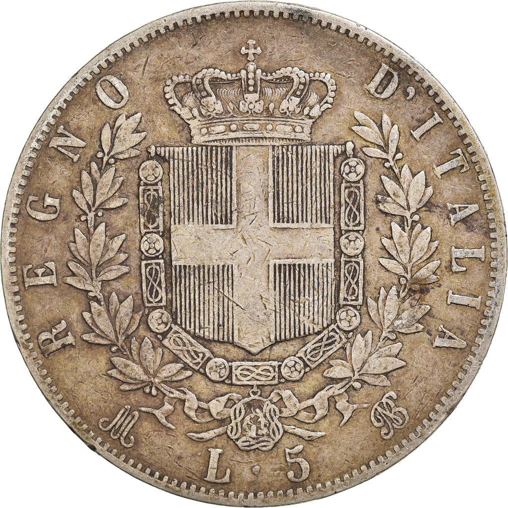 Moneta, Italia, Vittorio Emanuele II, 5 Lire, 1873, Milan, MB+, Argento, KM:8.3