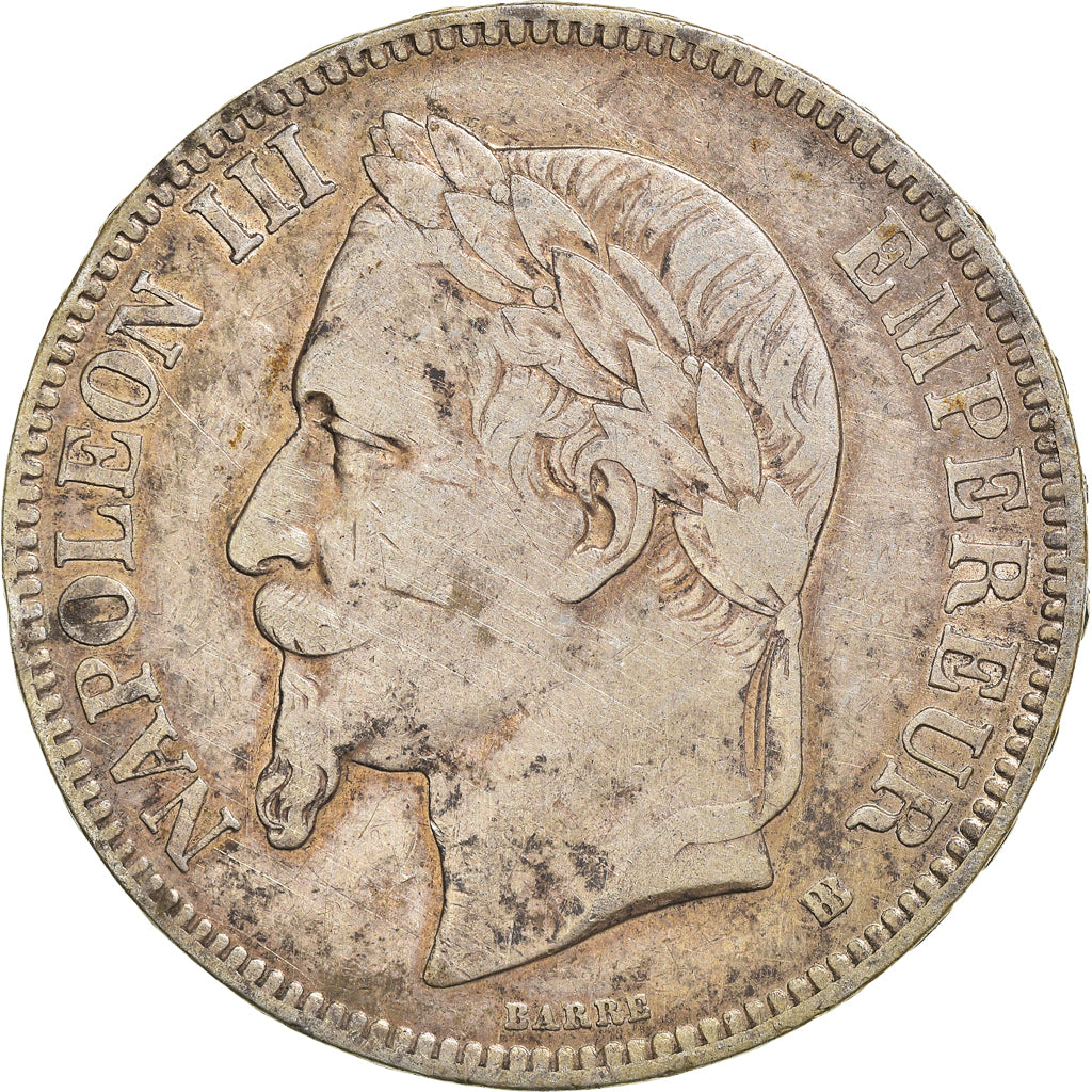 Coin, France, Napoleon III, 5 Francs, 1868, Strasbourg, EF(40-45), Silver