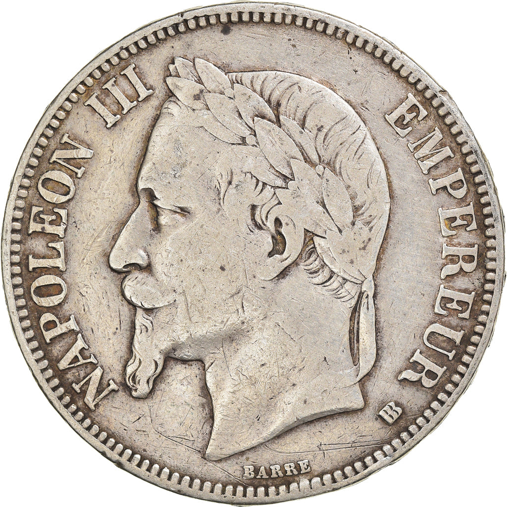 Coin, France, Napoleon III, 5 Francs, 1869, Strasbourg, VF(30-35), Silver