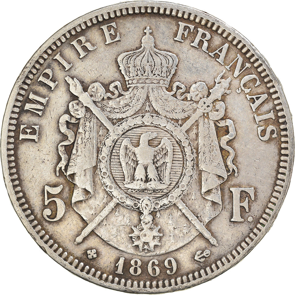 Coin, France, Napoleon III, 5 Francs, 1869, Strasbourg, VF(30-35), Silver