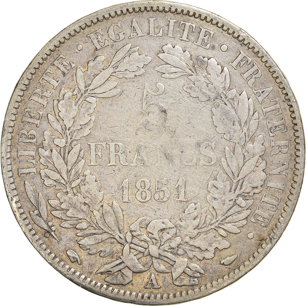 Coin, France, Cérès, 5 Francs, 1851, Paris, VF(30-35), Silver, KM:761.1