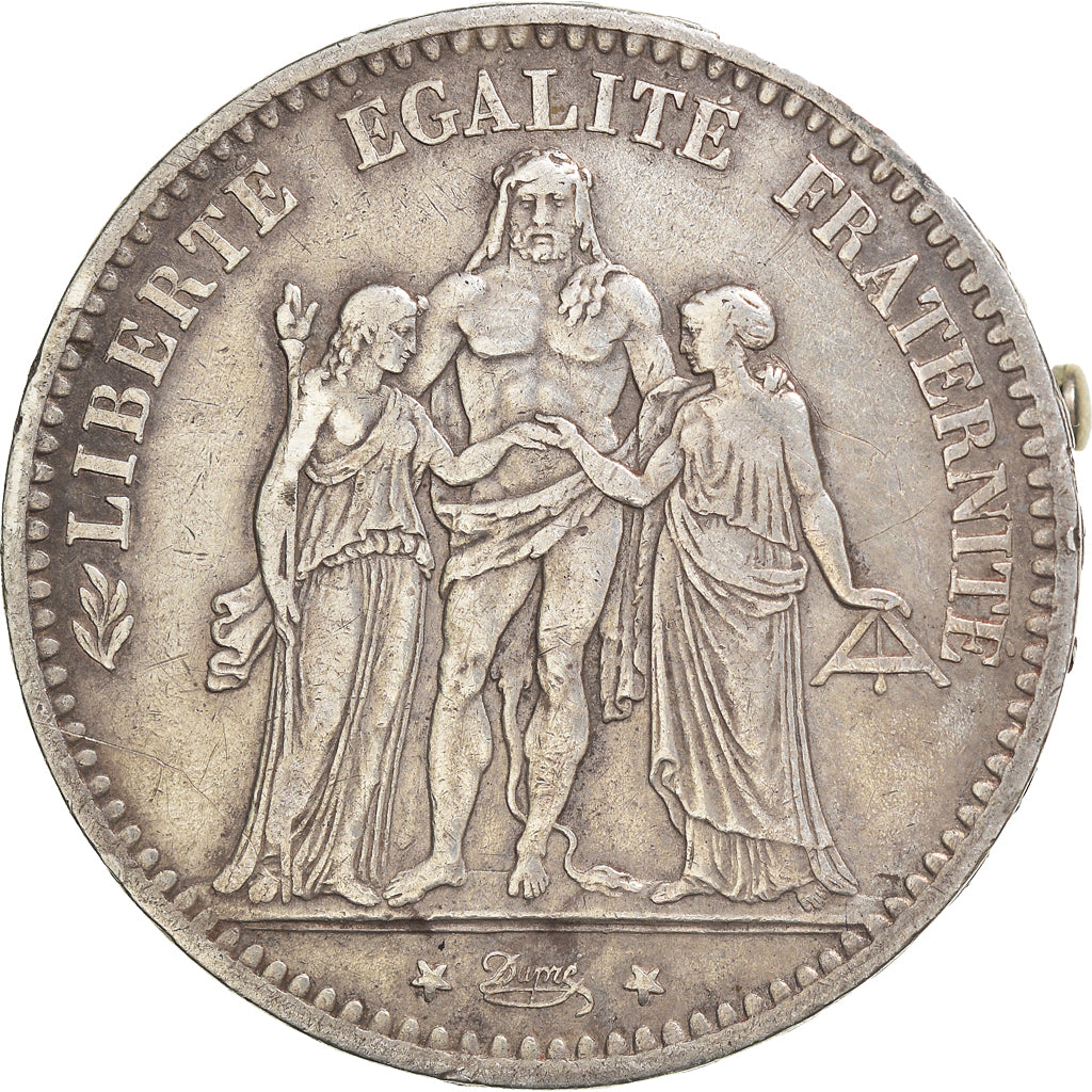 Coin, France, Hercule, 5 Francs, 1876, Bordeaux, EF(40-45), Silver, KM:820.2