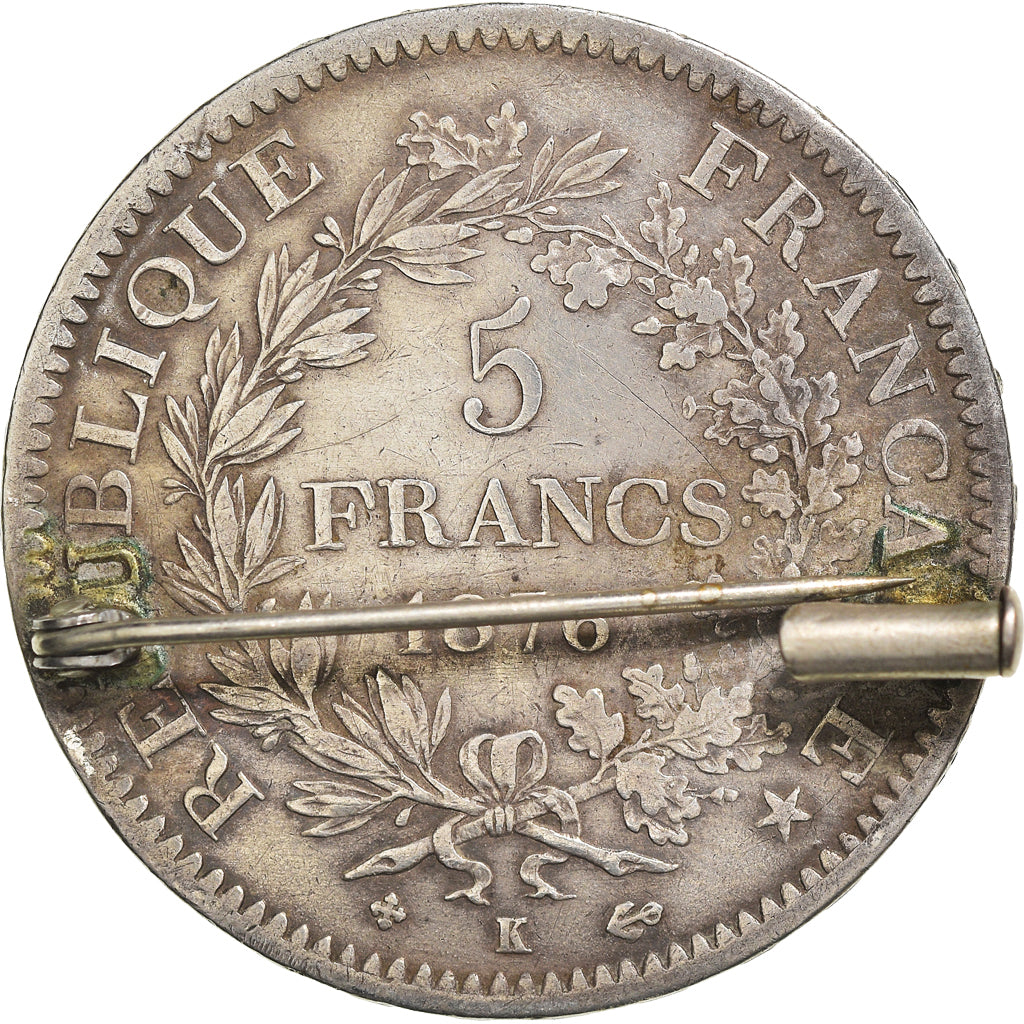 Coin, France, Hercule, 5 Francs, 1876, Bordeaux, EF(40-45), Silver, KM:820.2