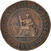 FRENCH INDO-CHINA, Cent, 1895, Paris, KM #7, VF(20-25), Bronze, Lecompte #46,...