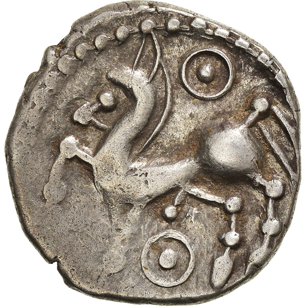 Moneda, Bituriges, Denier aux 2 annelets, 1st century BC, MBC+, Plata