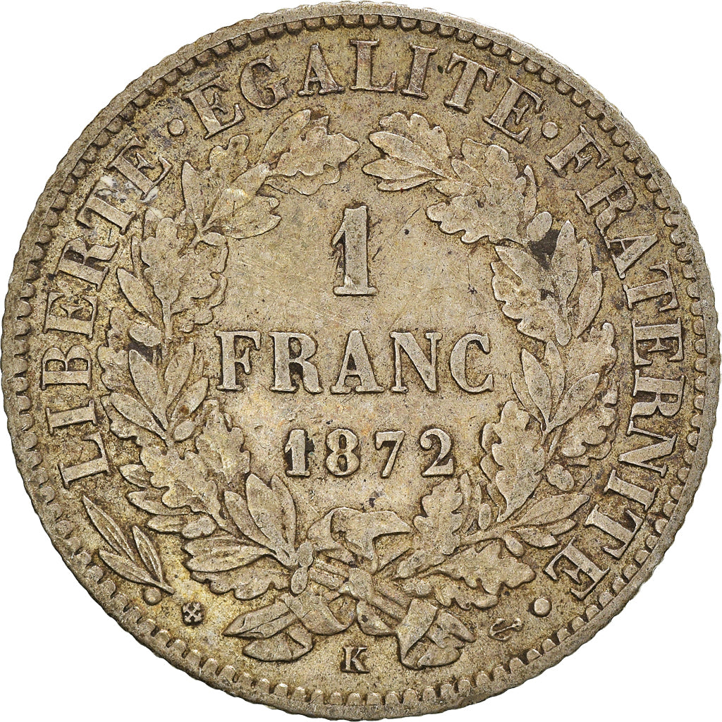 Münze, Frankreich, Cérès, Franc, 1872, Bordeaux, SS, Silber, KM:822.2