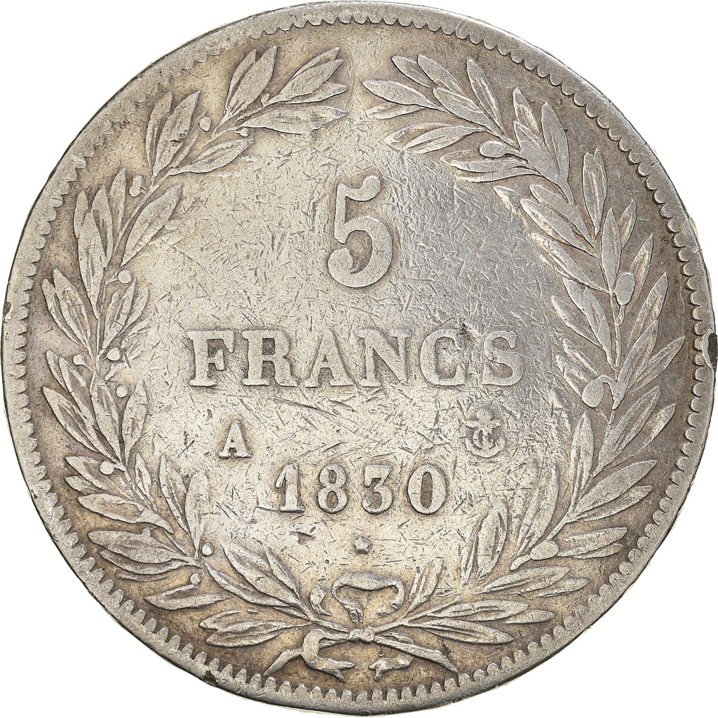 Coin, France, Louis-Philippe, 5 Francs, 1830, Paris, F(12-15), Silver, KM:736.1