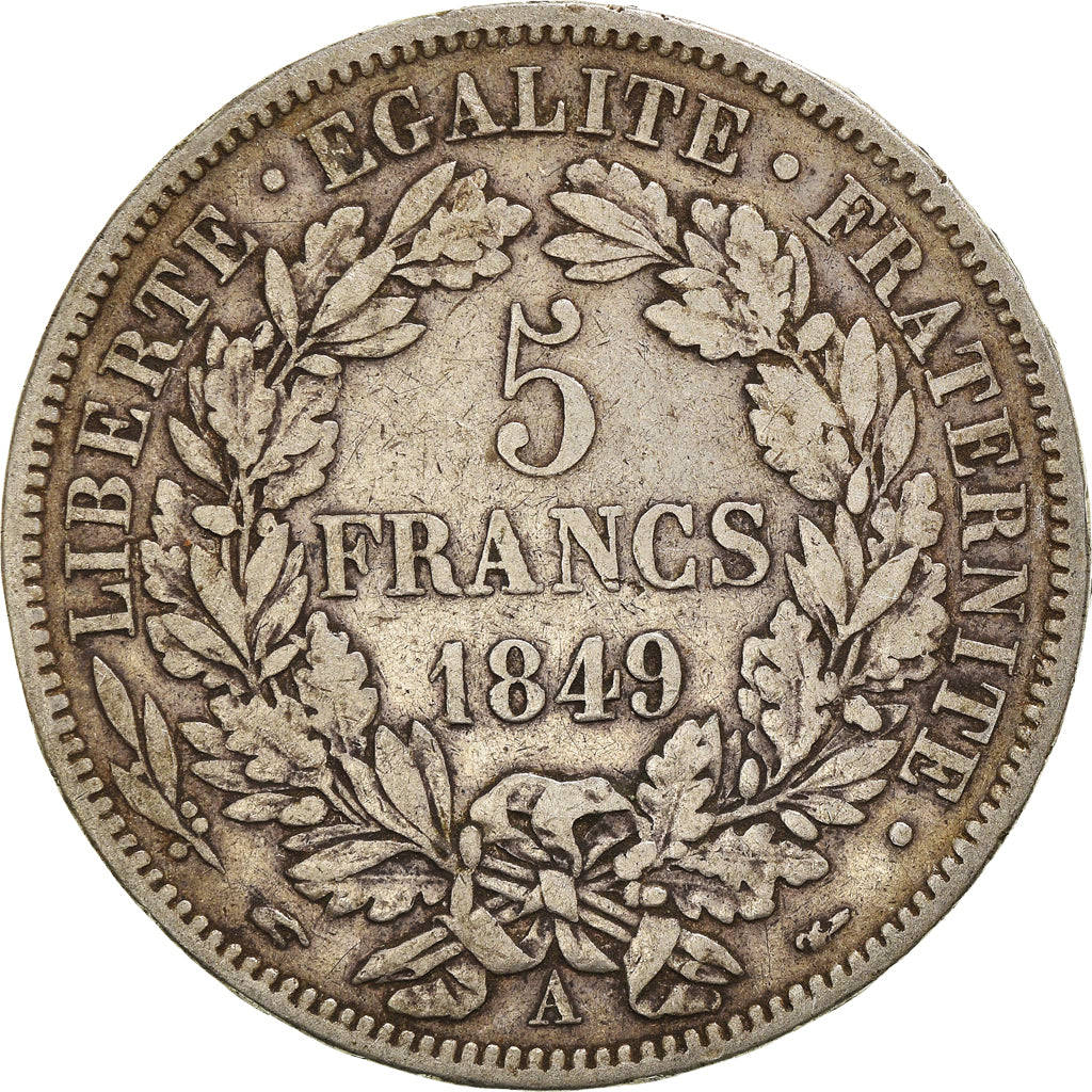 Coin, France, Cérès, 5 Francs, 1849, Paris, VF(30-35), Silver, KM:761.1