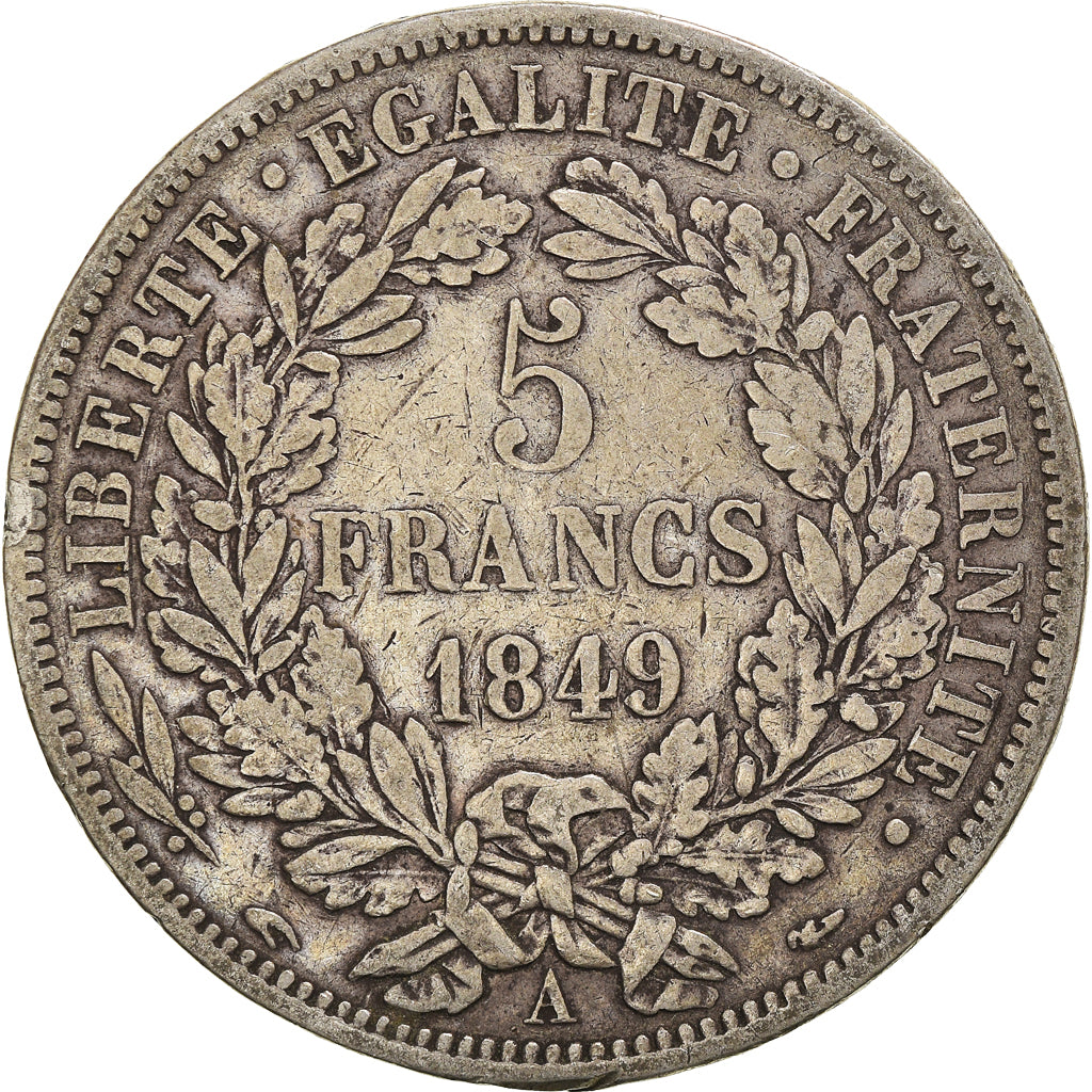 Coin, France, Cérès, 5 Francs, 1849, Paris, VF(30-35), Silver, KM:761.1