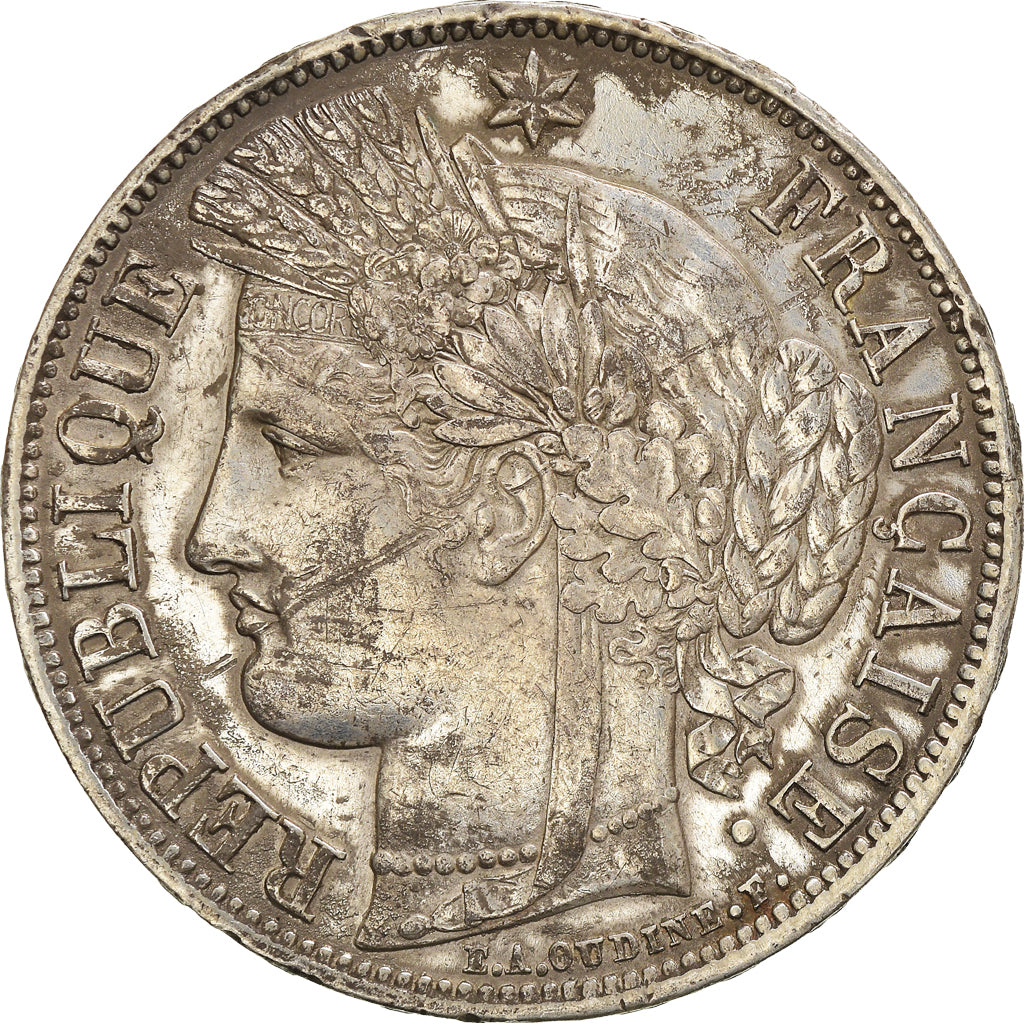 Moneta, Francia, Cérès, 5 Francs, 1850, Paris, BB+, Argento, KM:761.1