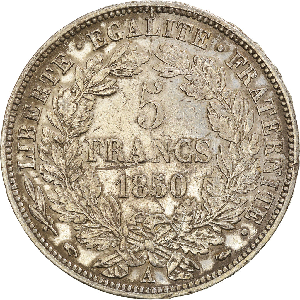 Moneta, Francia, Cérès, 5 Francs, 1850, Paris, BB+, Argento, KM:761.1