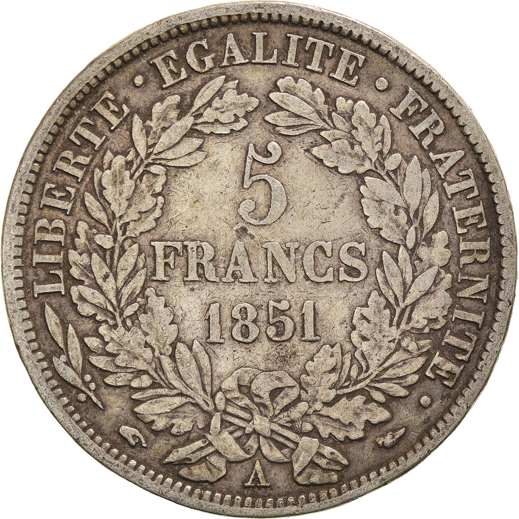 Coin, France, Cérès, 5 Francs, 1851, Paris, VF(30-35), Silver, KM:761.1