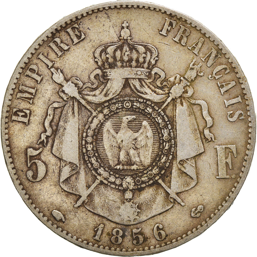 Coin, France, Napoleon III, 5 Francs, 1856, Paris, VF(30-35), Silver, KM:782.1