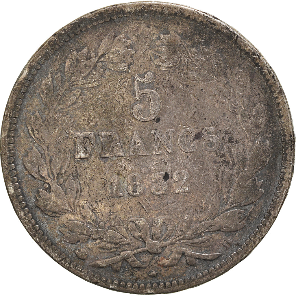 Monnaie, France, Louis-Philippe, 5 Francs, 1832, Lyon, TB, Argent, Gadoury:678